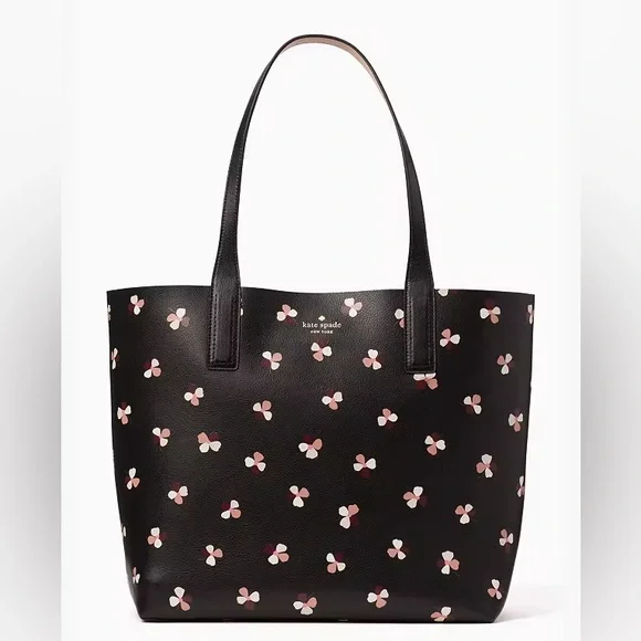 Kate Spade ♠️ Floral Pup Reversible Leather Tote - Picture 2 of 16